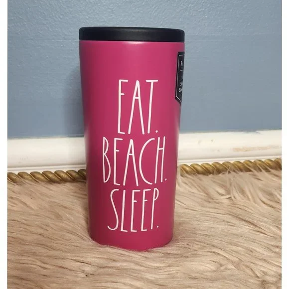 NWT RAE DUNN "EAT BEACH SLEEP" INSULATED SLIM-CAN COOLER - Picture 1 of 2